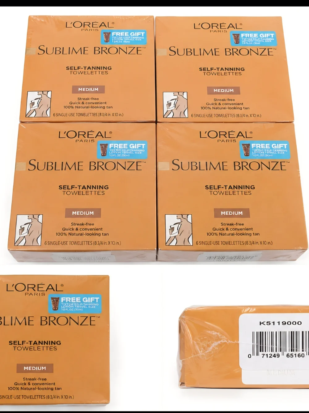 L'Oreal Sublime Bronze Self-Tanning Towelettes Medium Lot of 4 Sealed